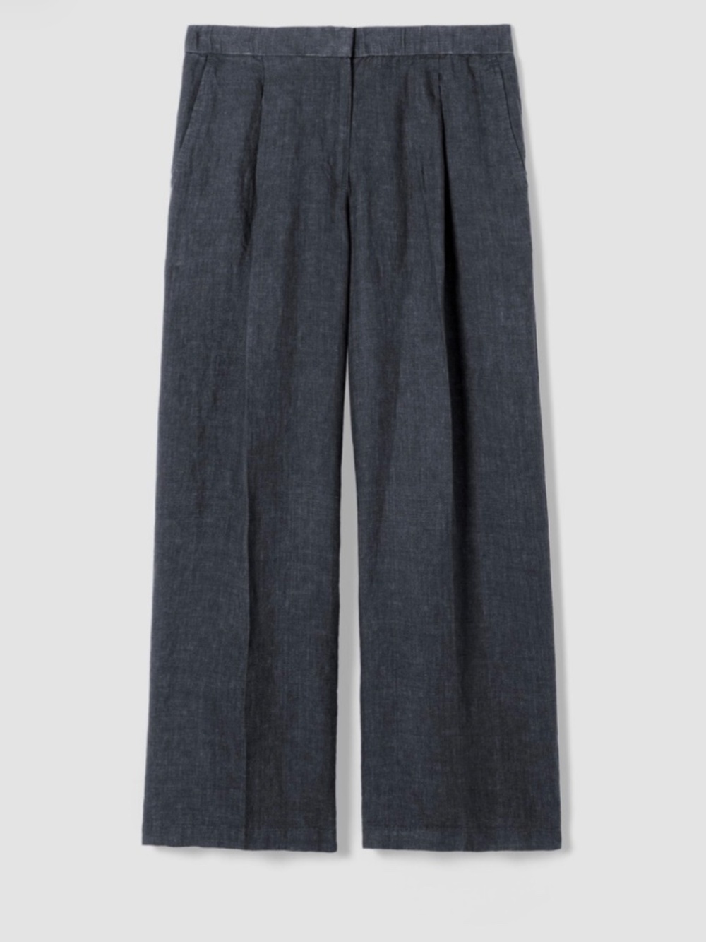 EILEEN FISHER Washed Organic Linen Délavé Trouser Pant Graphite SZ L - Picture 4 of 16
